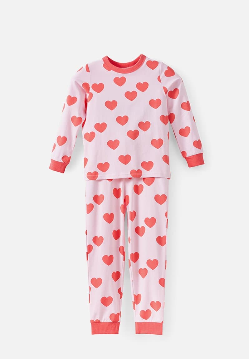 Dreamdrift Long Sleeve Pj Set Tea Party Pink/Scattered Hearts