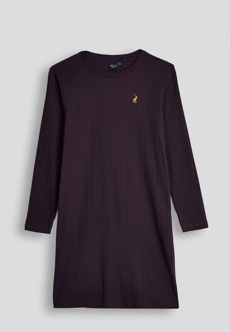 Casey rib long sleeve dress plum
