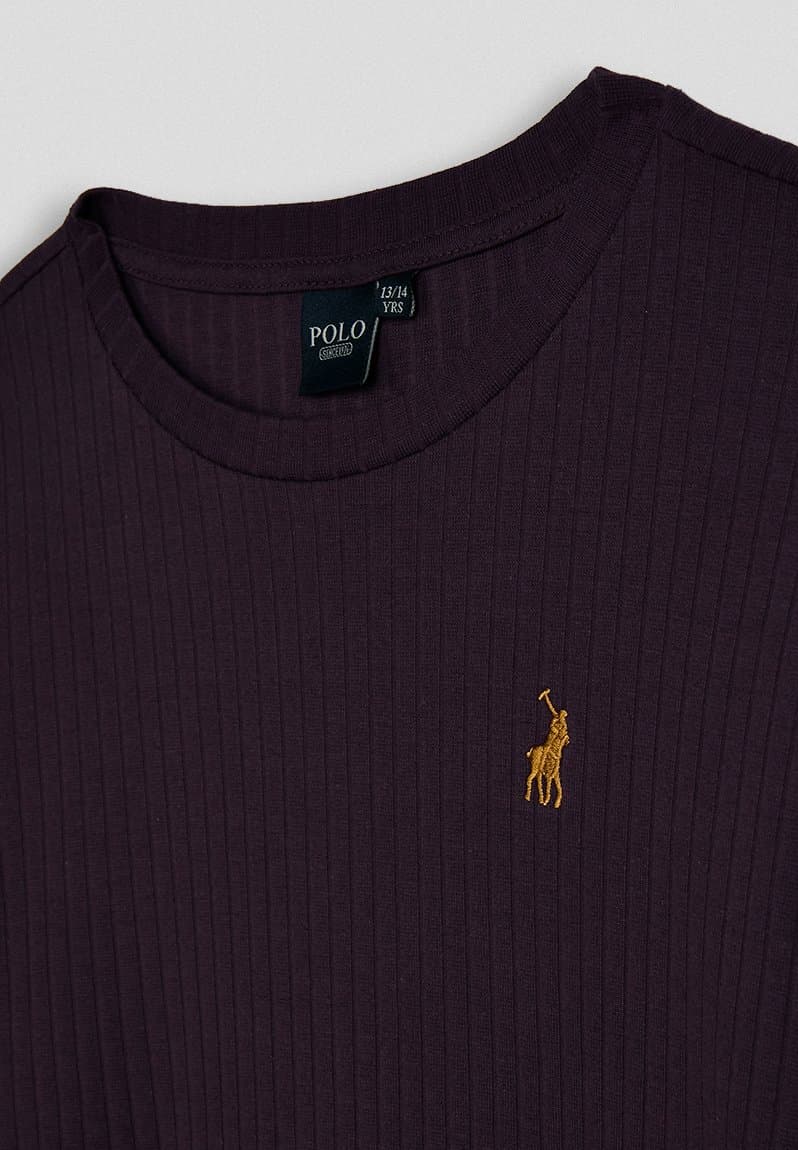 Casey rib long sleeve dress plum, view 2