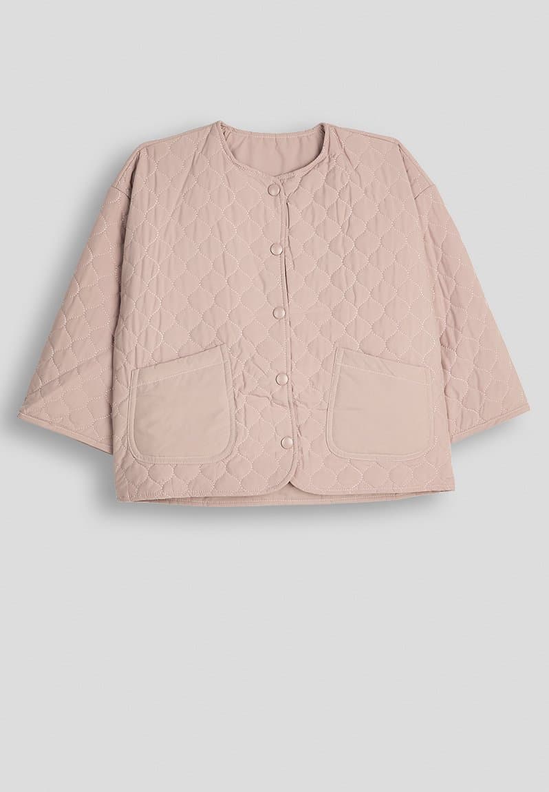 Quilted collarless jacket