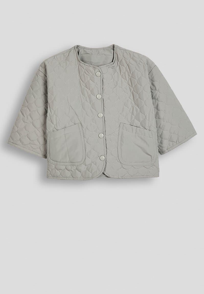 Quilted collarless jacket ash