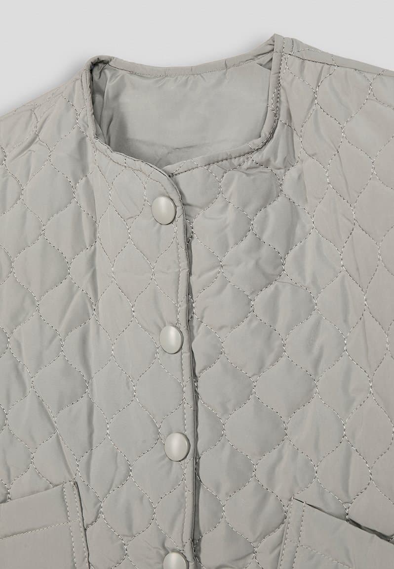 Quilted collarless jacket ash, view 2