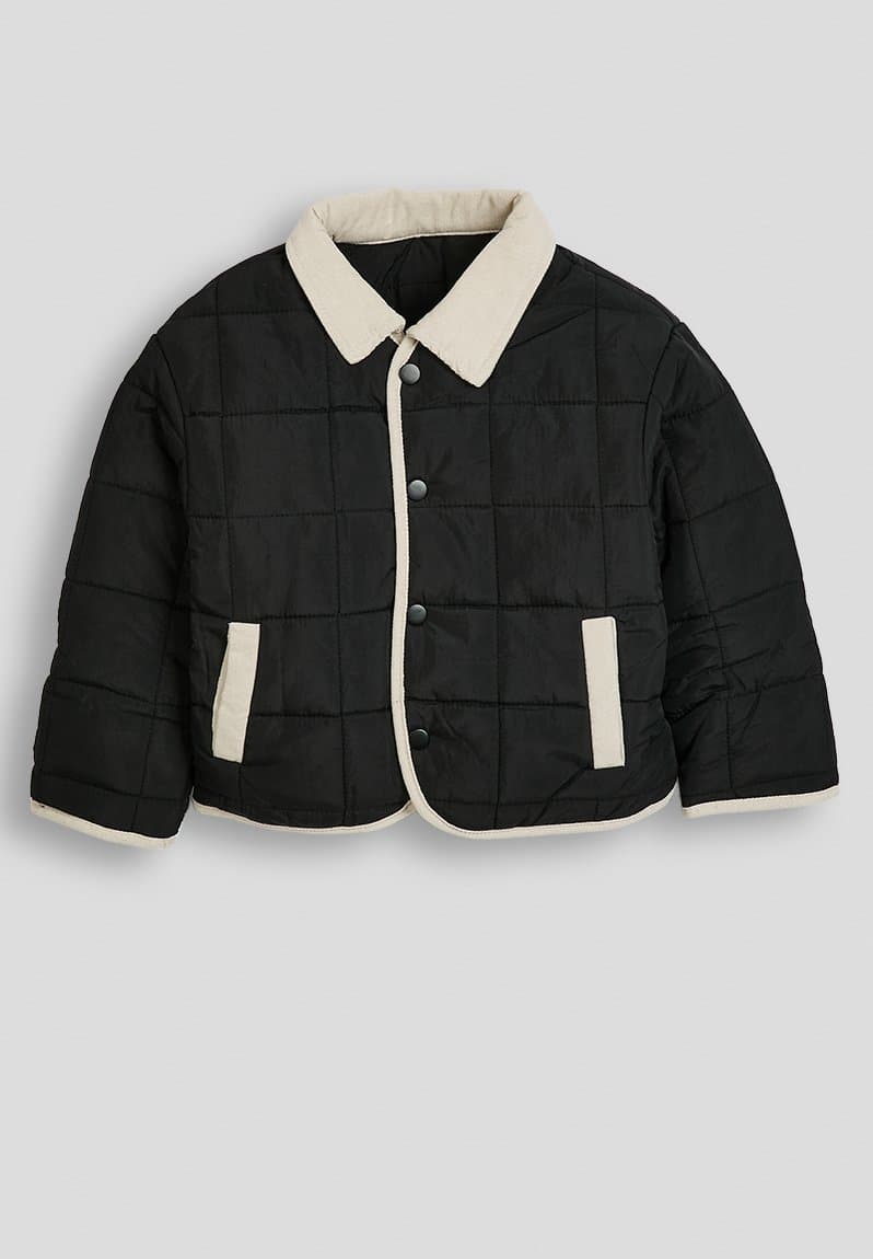 Button-up quilted jacket black