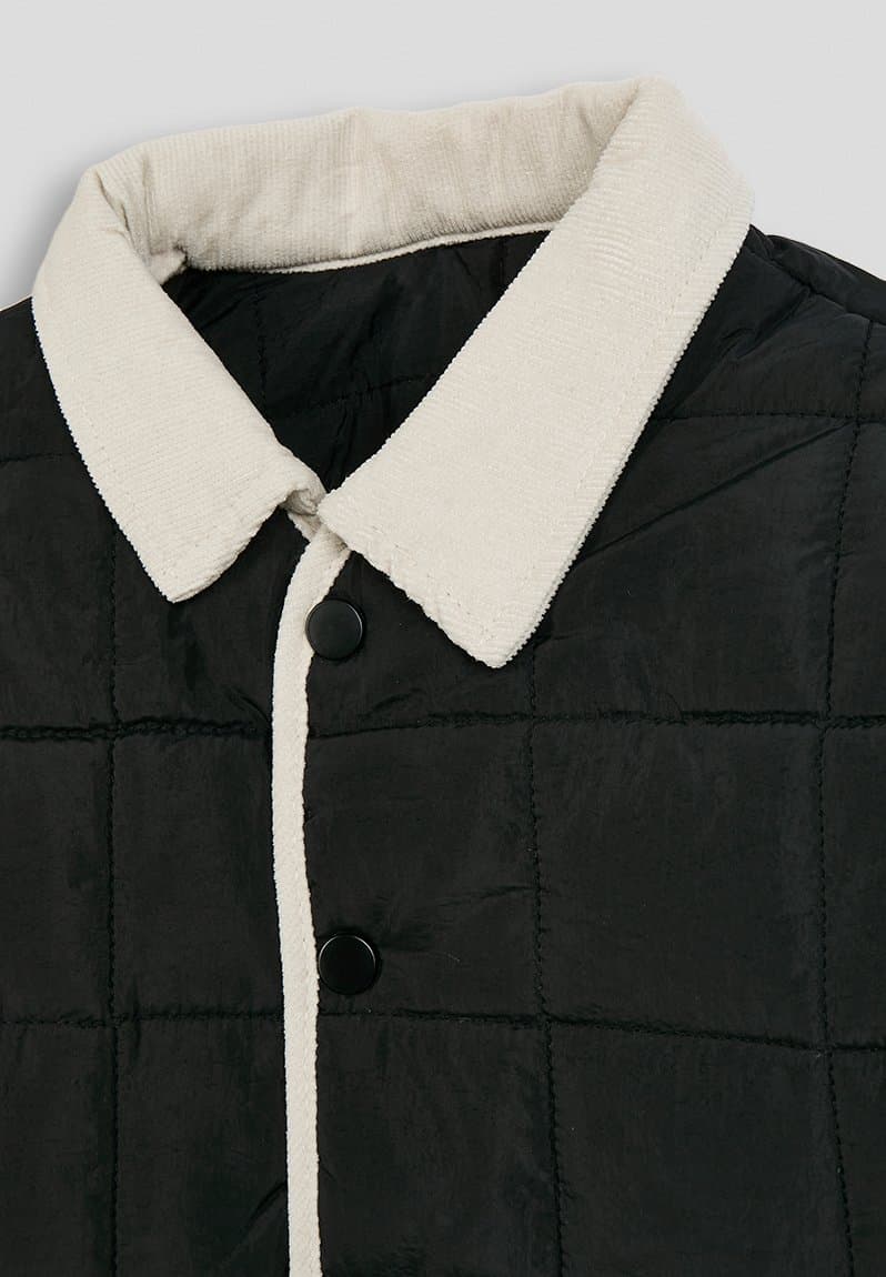 Button-up quilted jacket black, view 2