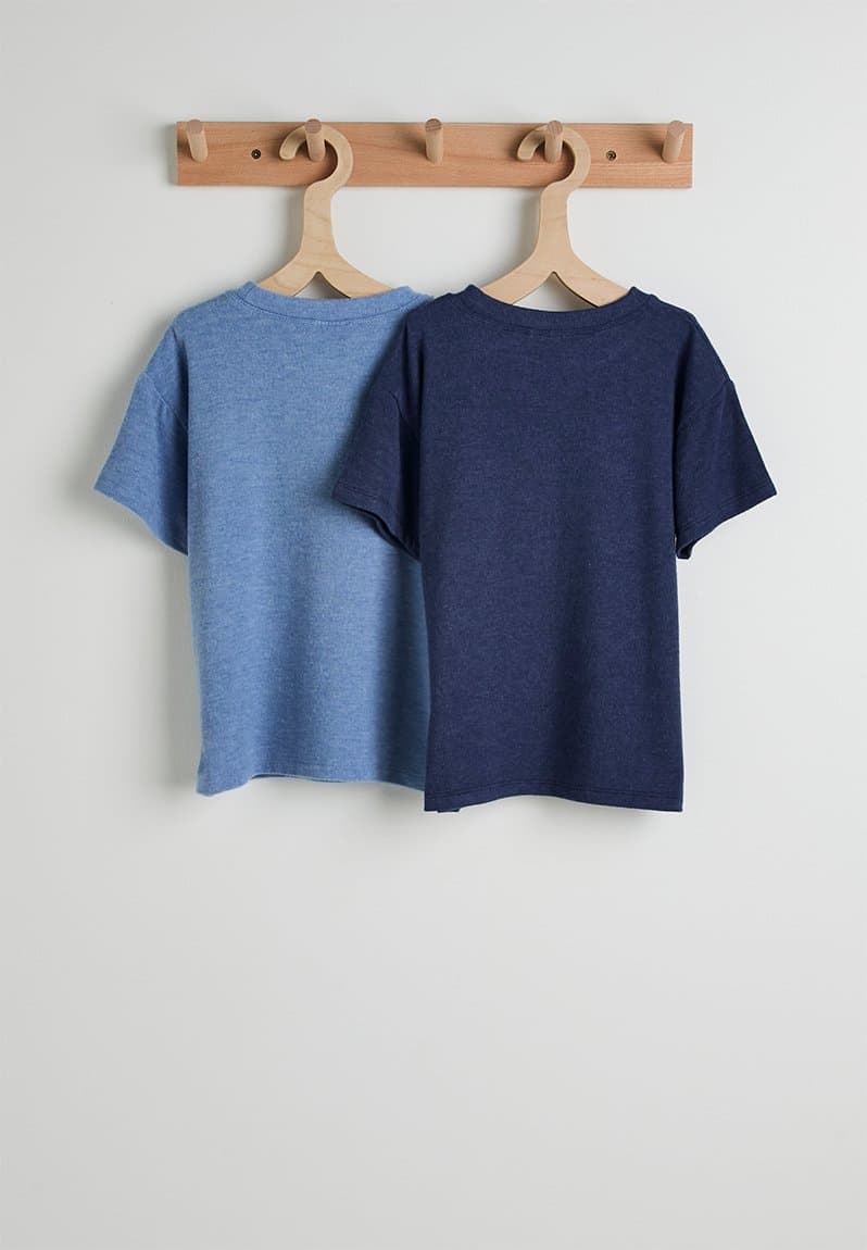Cuddlecosy Short Sleeve Pyjama Top Multipack Blue Bonnet Marle/In The Navy Marle, view 2