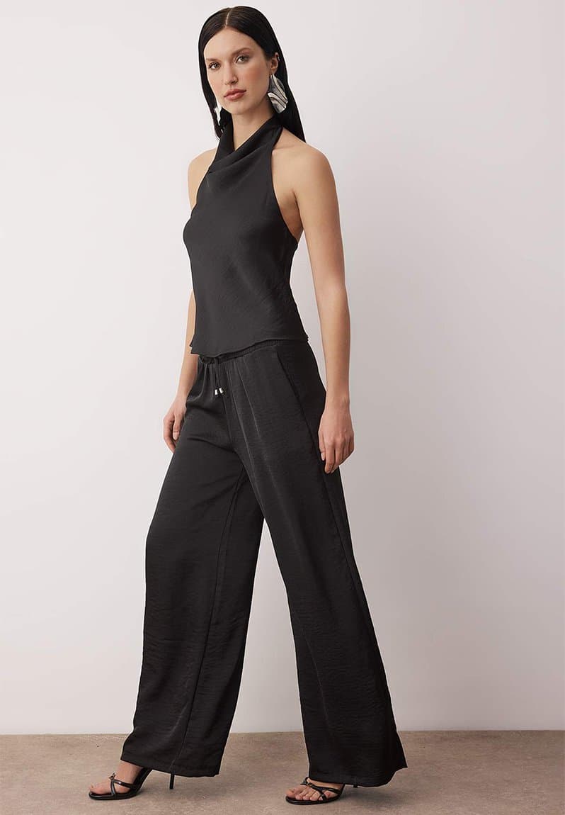 Satin Blouse Pants Bottom-Top Set, view 2