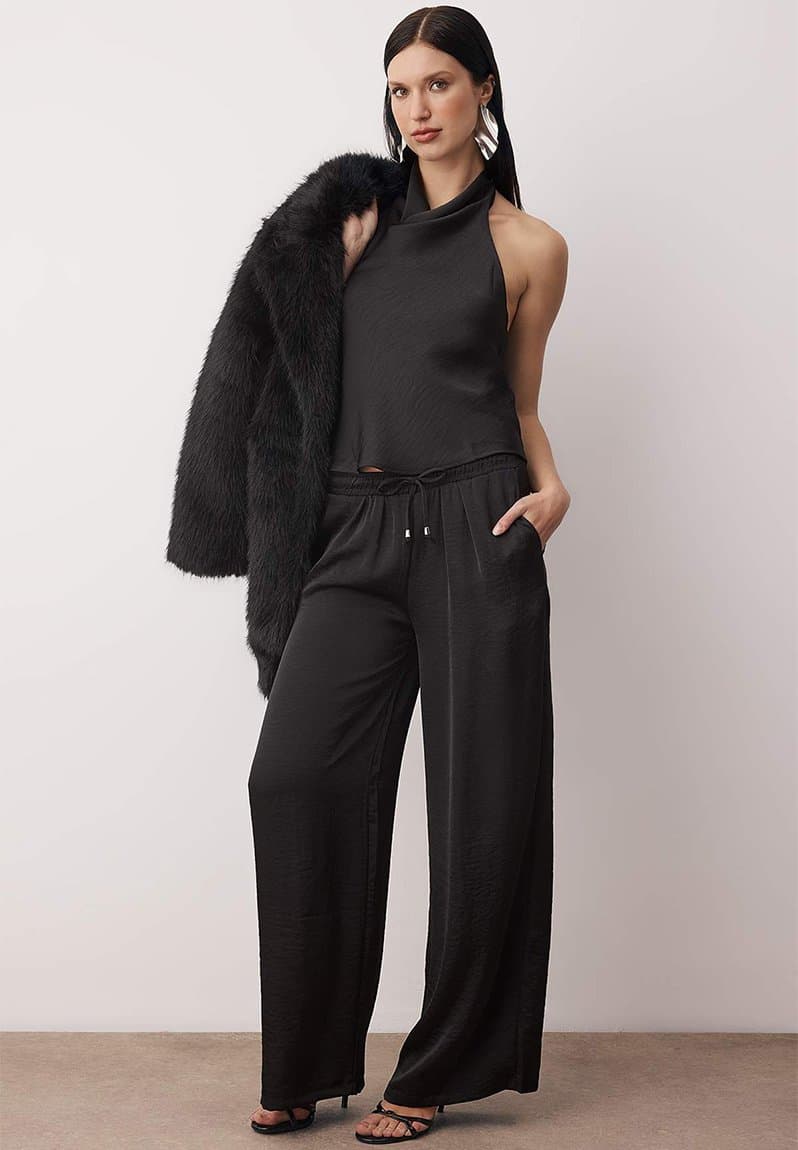 Satin Blouse Pants Bottom-Top Set