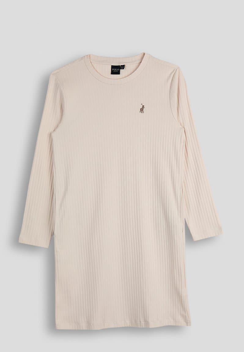 Casey rib ls dress marshmallow