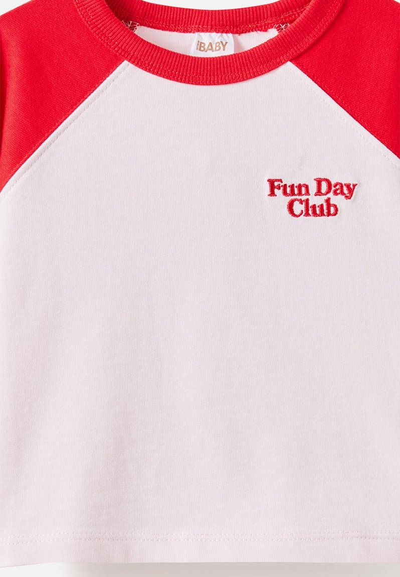 Huey Long Sleeve Rugby Varsity Red/Tea Party Pink Fun Day Club, view 2