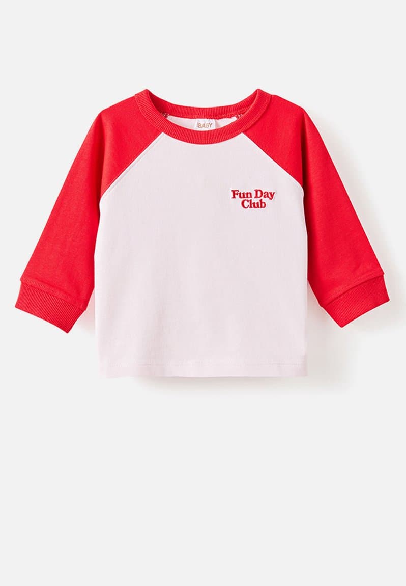 Huey Long Sleeve Rugby Varsity Red/Tea Party Pink Fun Day Club