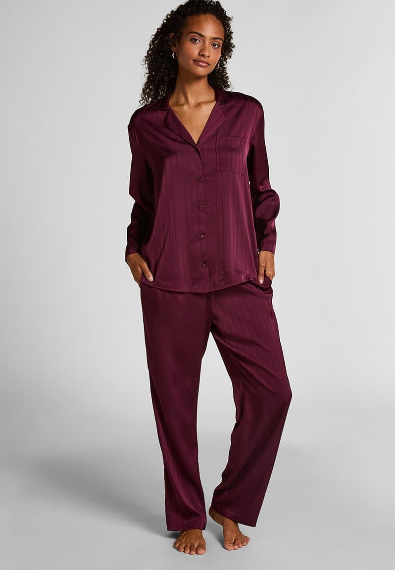 Pj ls satin pinstripe fig