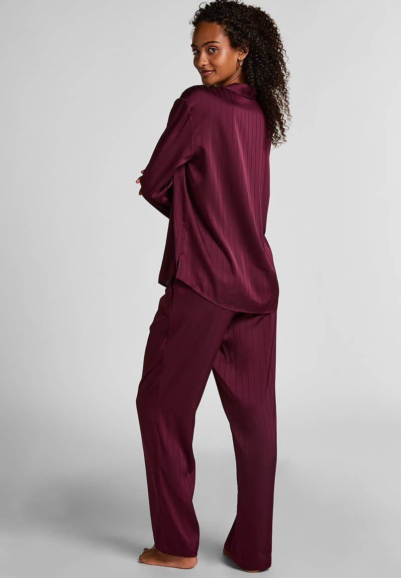 Pj ls satin pinstripe fig, view 2