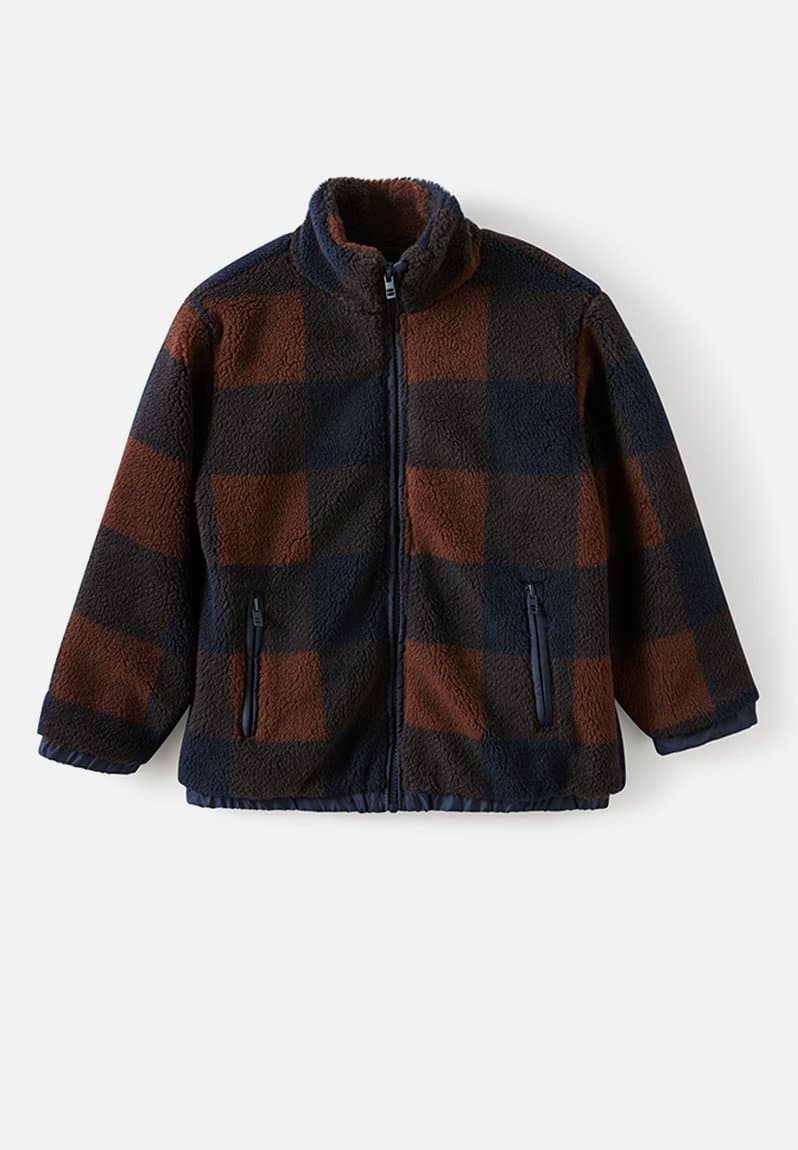 Simon Sherpa Jacket Rocky road/Squid Ink Check, view 2