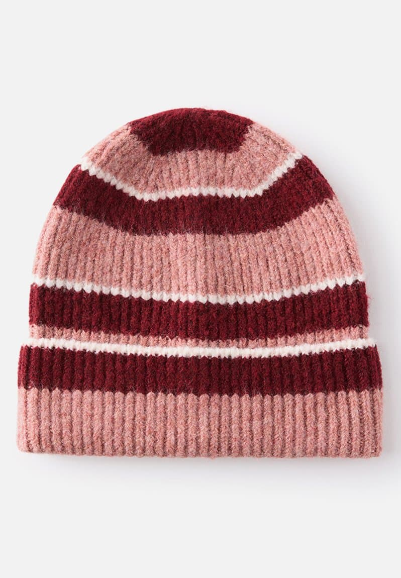 Ribbed beanie cherrywood stripe