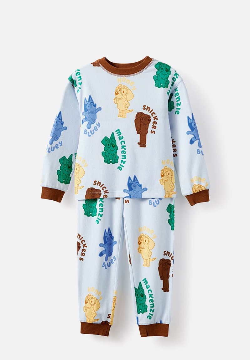 Snoozesoft Long Sleeve Pj Set License Lcn Blu Blue Whisper/Bluey Friends