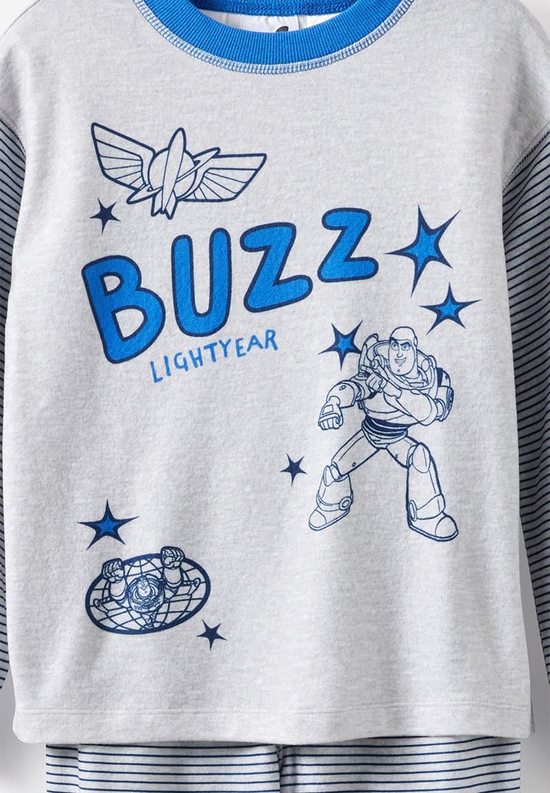 Snoozesoft Long Sleeve Pj Set License Lcn Dis Grey Marle/Buzz Lightyear, view 2