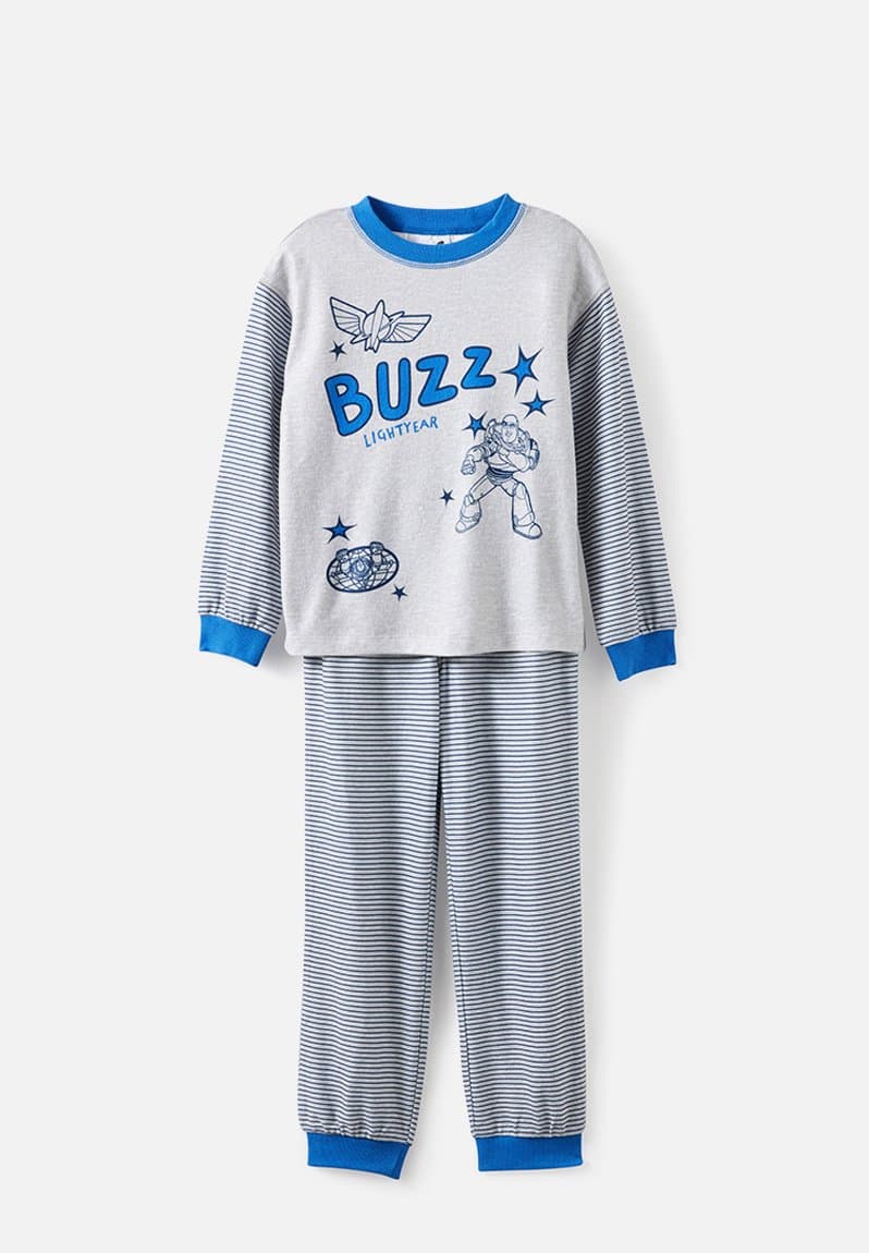 Snoozesoft Long Sleeve Pj Set License Lcn Dis Grey Marle/Buzz Lightyear