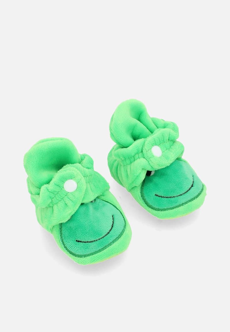 Smiling frog slipper booties
