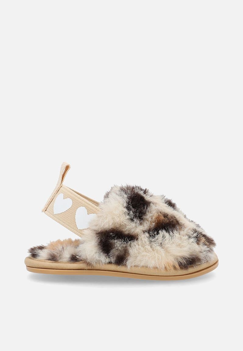 Ankle strap slippers off white/leopard print