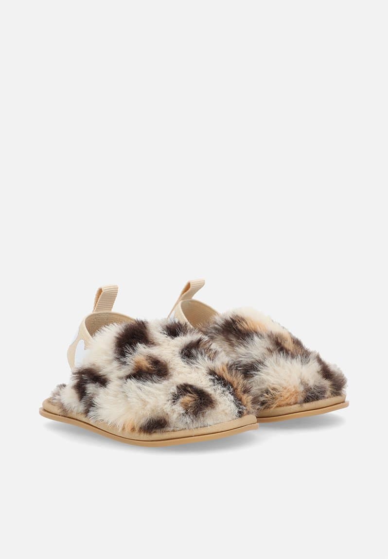 Ankle strap slippers off white/leopard print, view 2