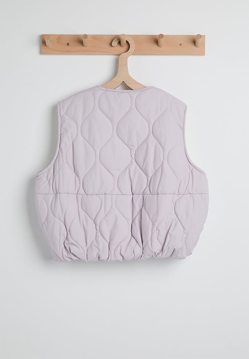 Onion quilted puffer vest with fleece lining soft lilac, view 2