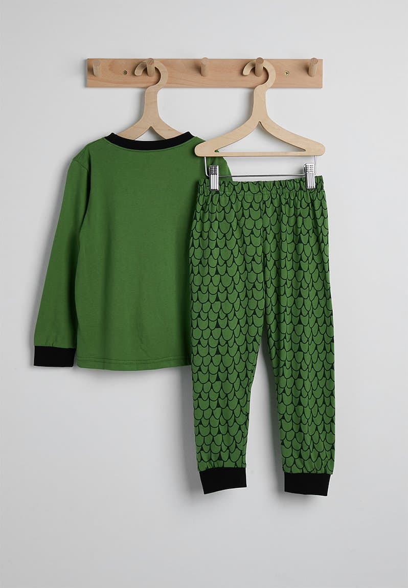 Pj set green/dino aop, view 2