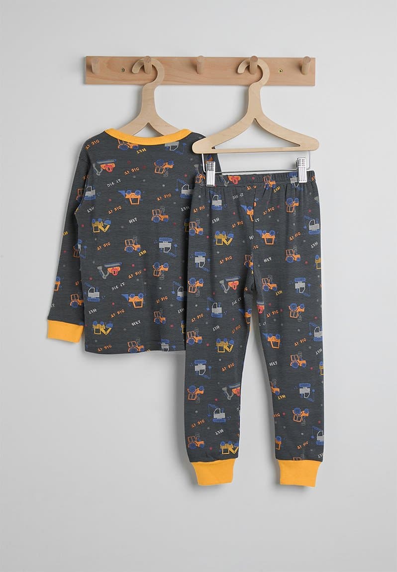 Pj set navy/mustard/multi, view 2