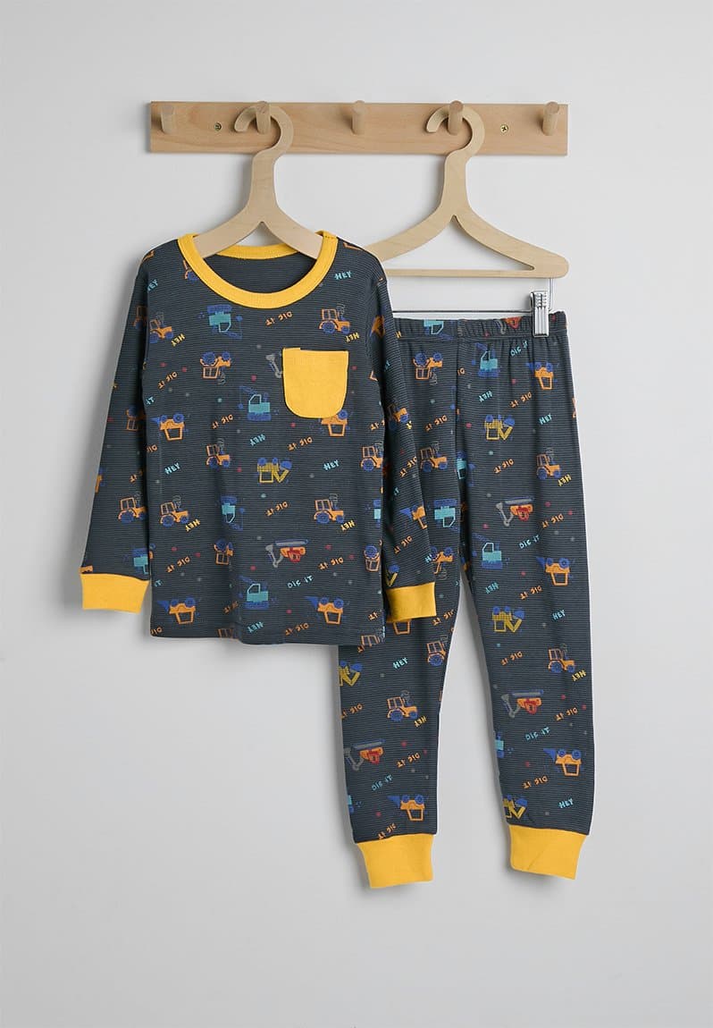 Pj set navy/mustard/multi