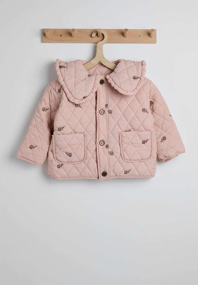 Peter pan collar quilted jacket