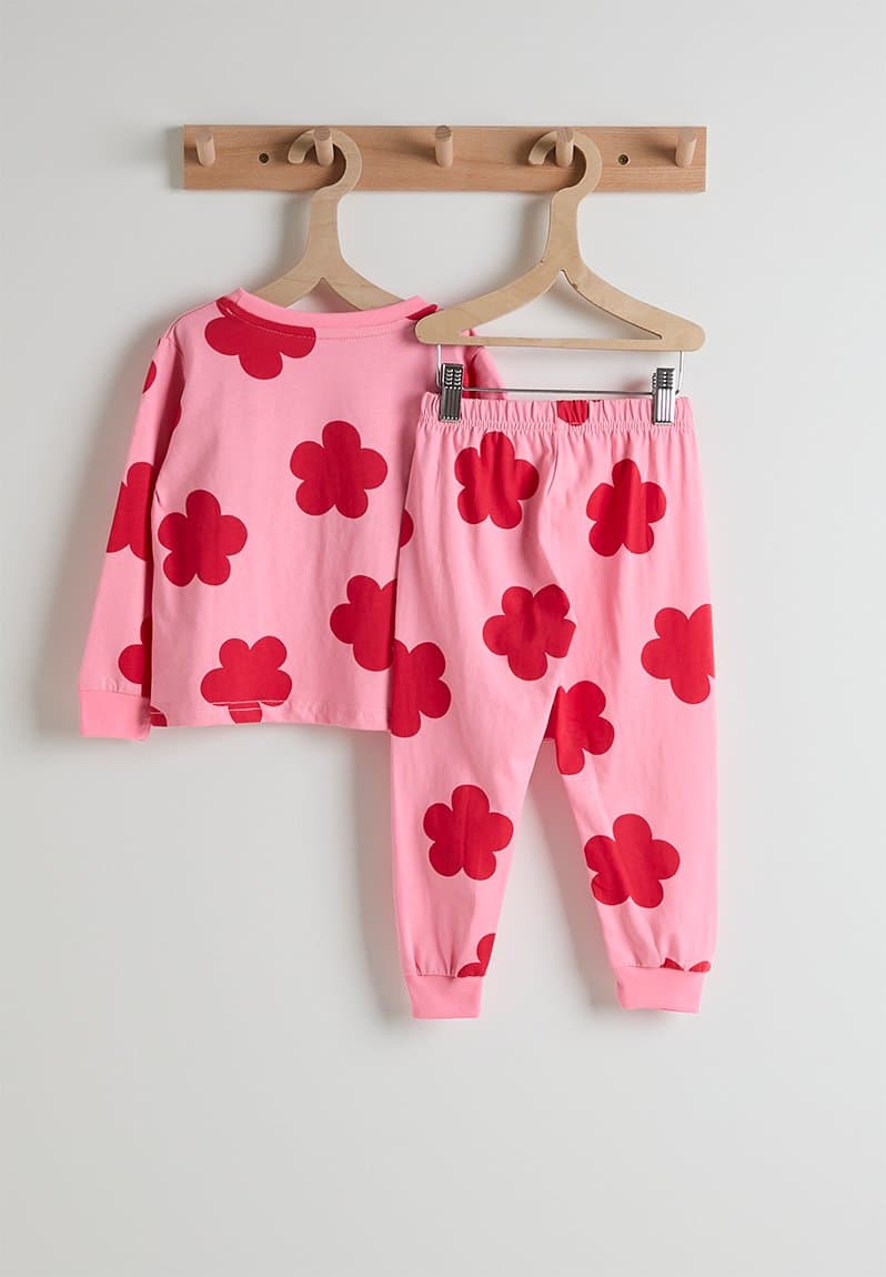 Red floral aop pj set pink/ladybug, view 2