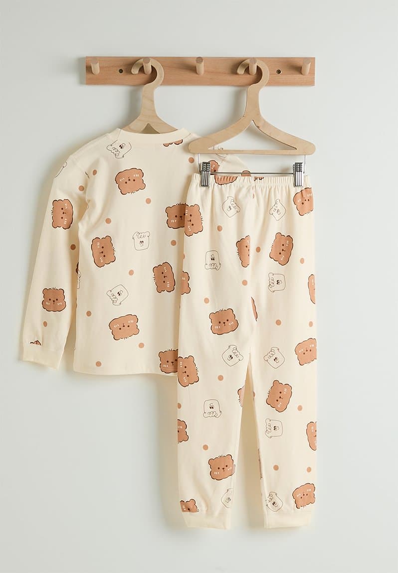 Pj set cream/bear, view 2