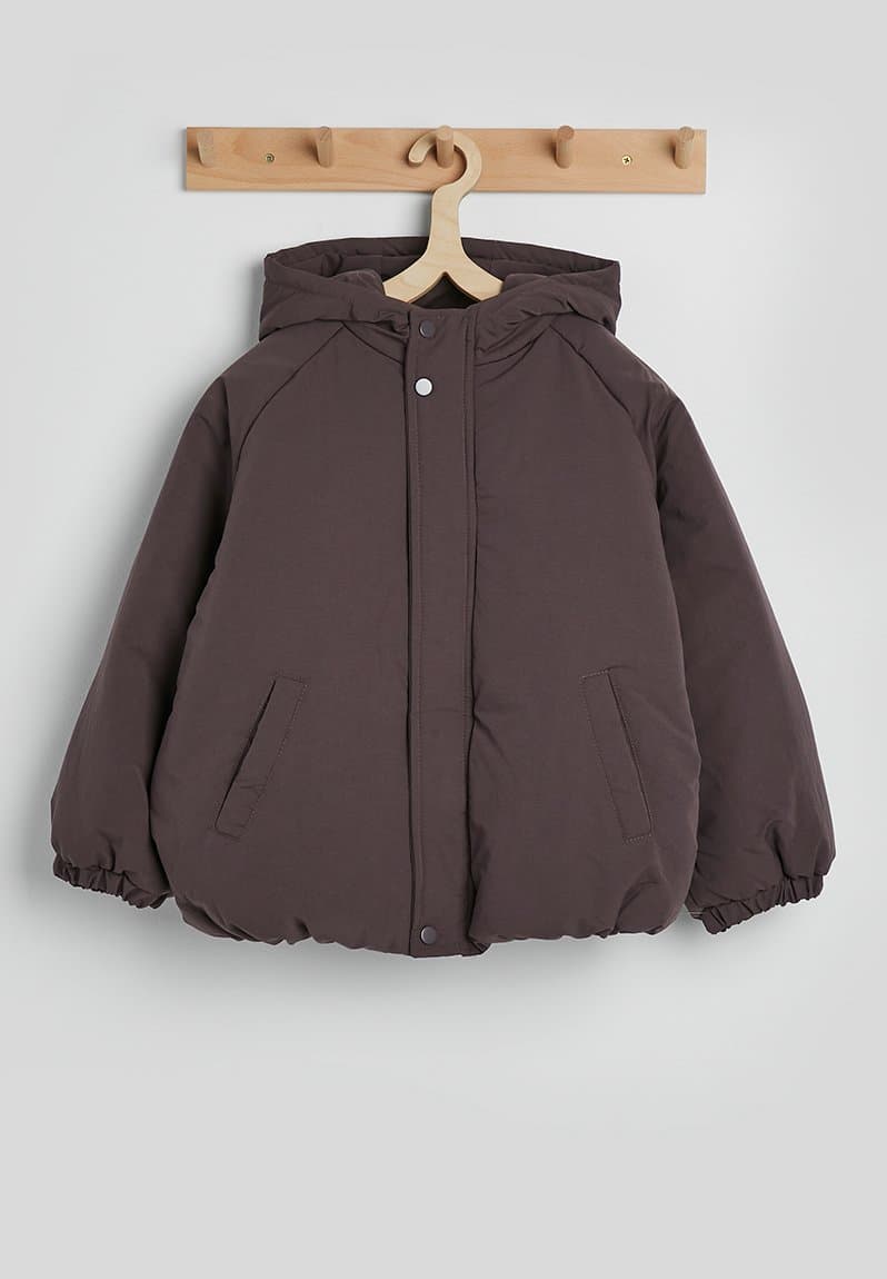 Faux fur lined padded jacket umber