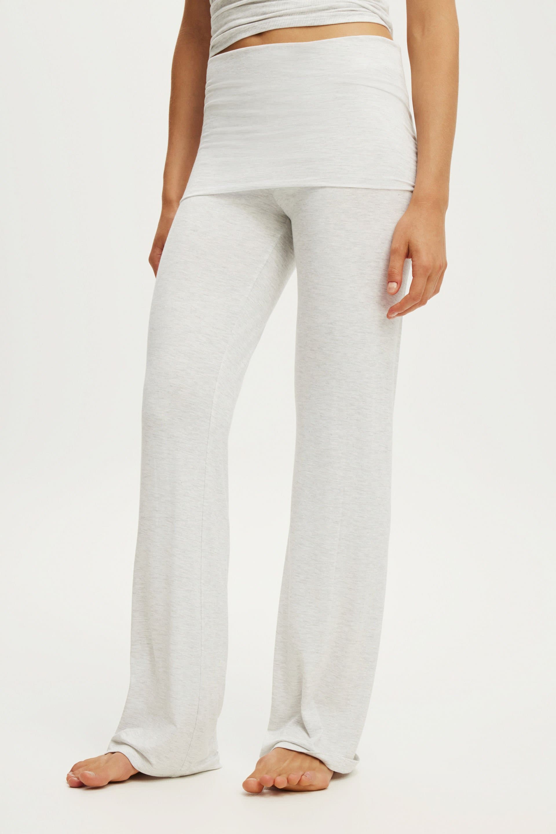Airy Soft Smooth Roll Waist Pant Smooth Light Grey Marle