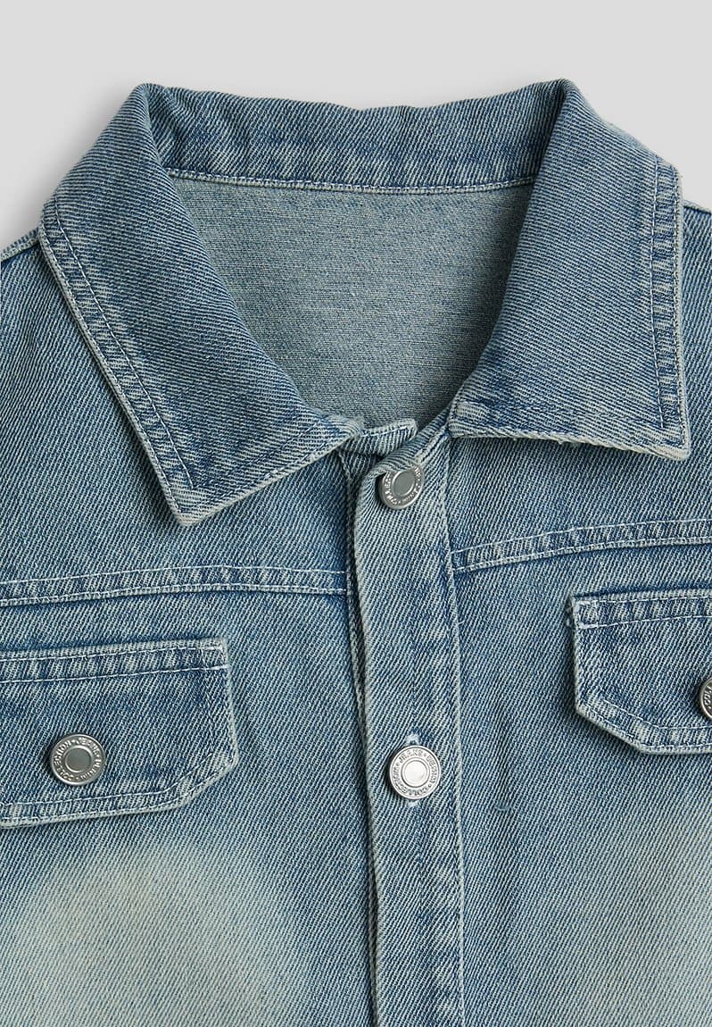 Back cut-out hemline denim jacket, view 2