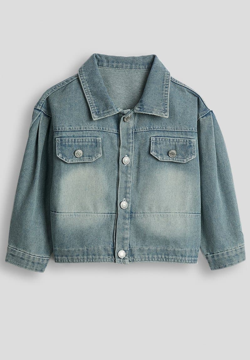 Back cut-out hemline denim jacket