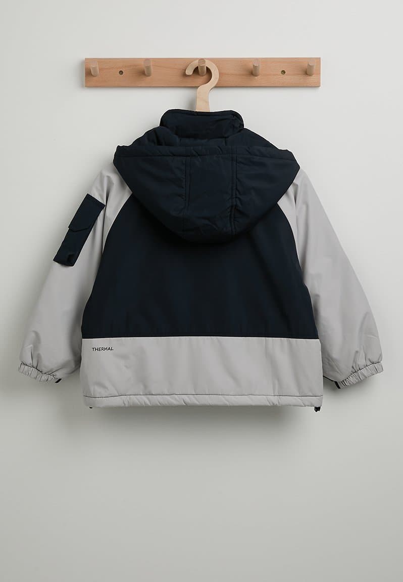 Colour block puffer jacket, view 2