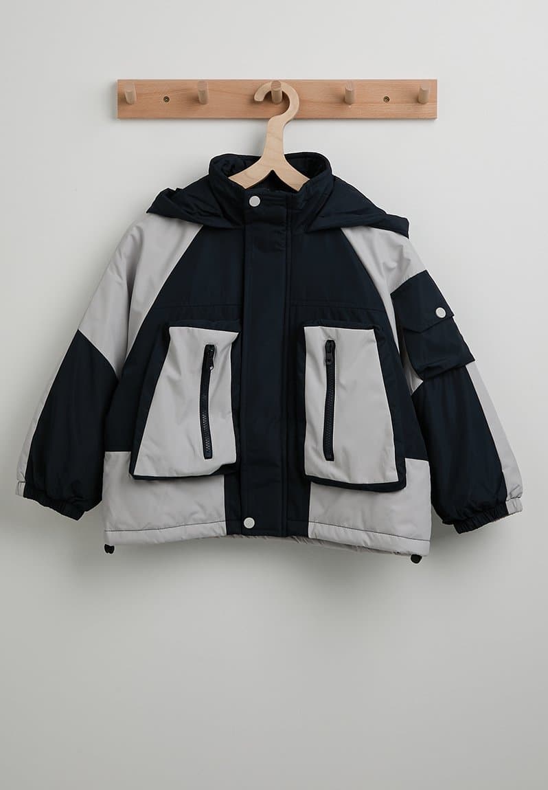 Colour block puffer jacket