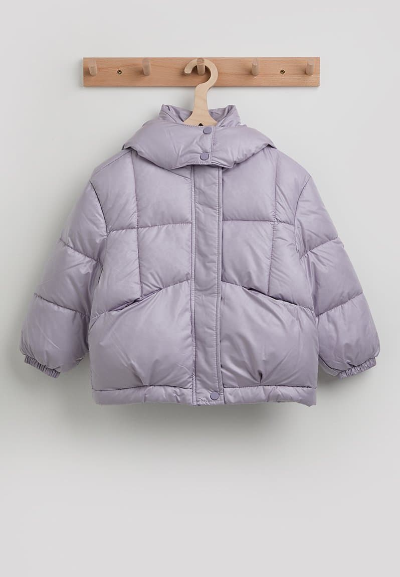 Hooded puffer jacket lilac