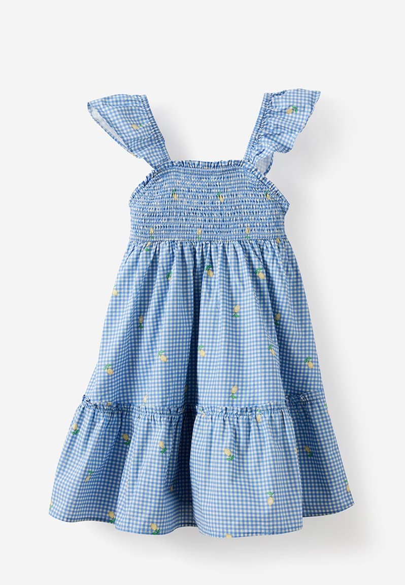 Gigi Flutter Sleeve Dress Blue Bonnet/Gingham