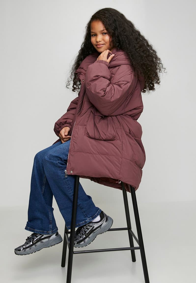 Utility detailed puffer jacket brick