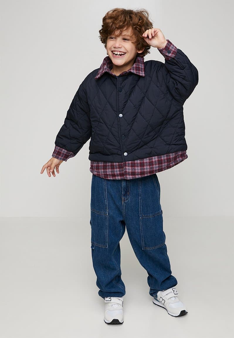 Diamond quilted flannel shirt jacket, view 2