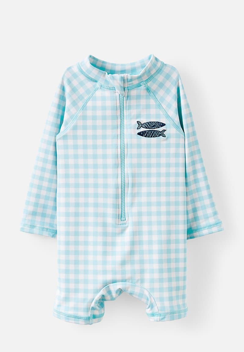 Cameron Long Sleeve Swimsuit Blue Aura/Gingham Sardinas