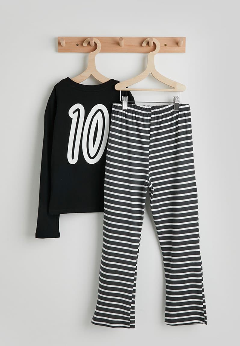 Dino graphic pj set black/charcoal stripe, view 2