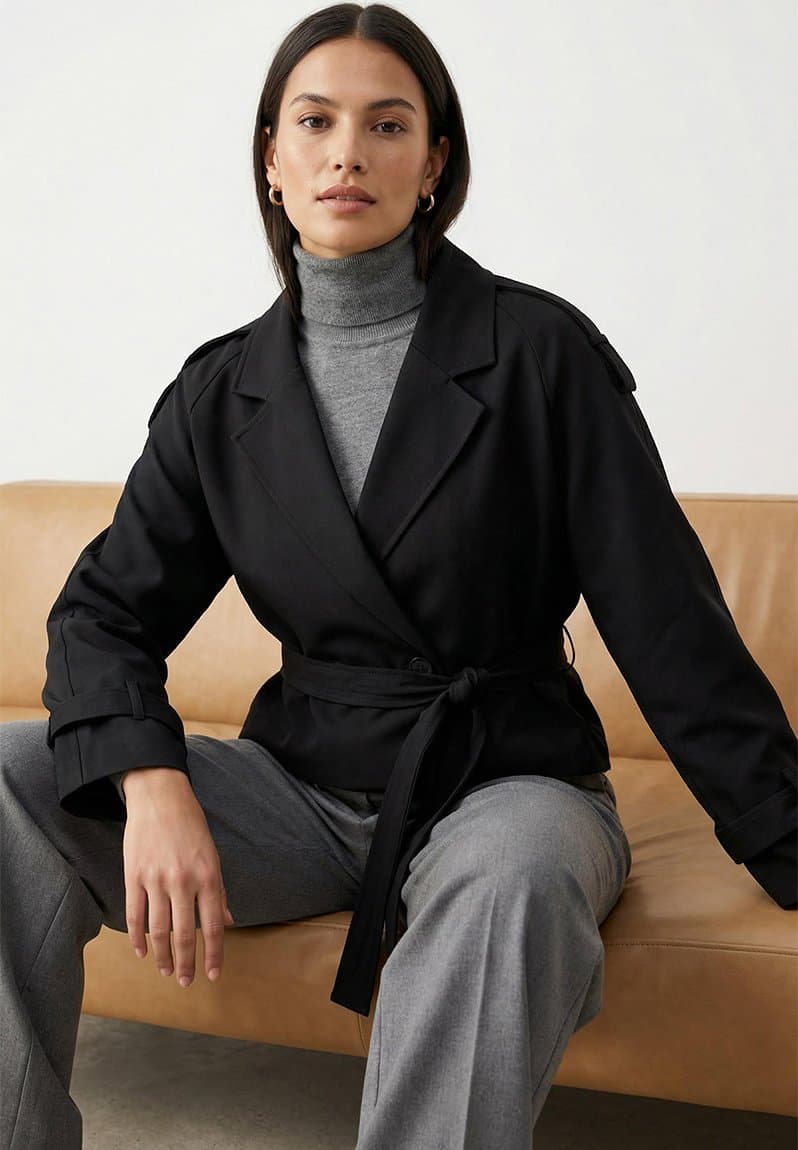 Premium Woven Crop Blazer Jacket, view 2