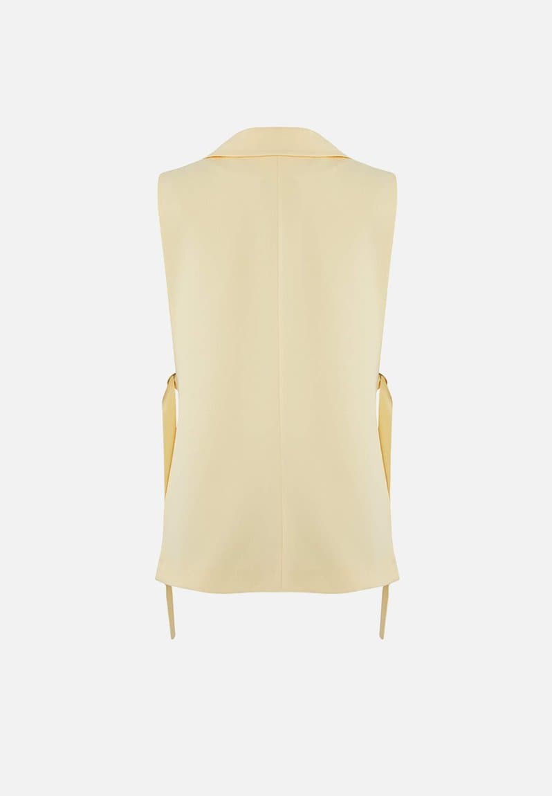 Oversize Accessory Side Tie Detail Single Button Lined Woven Vest, view 2