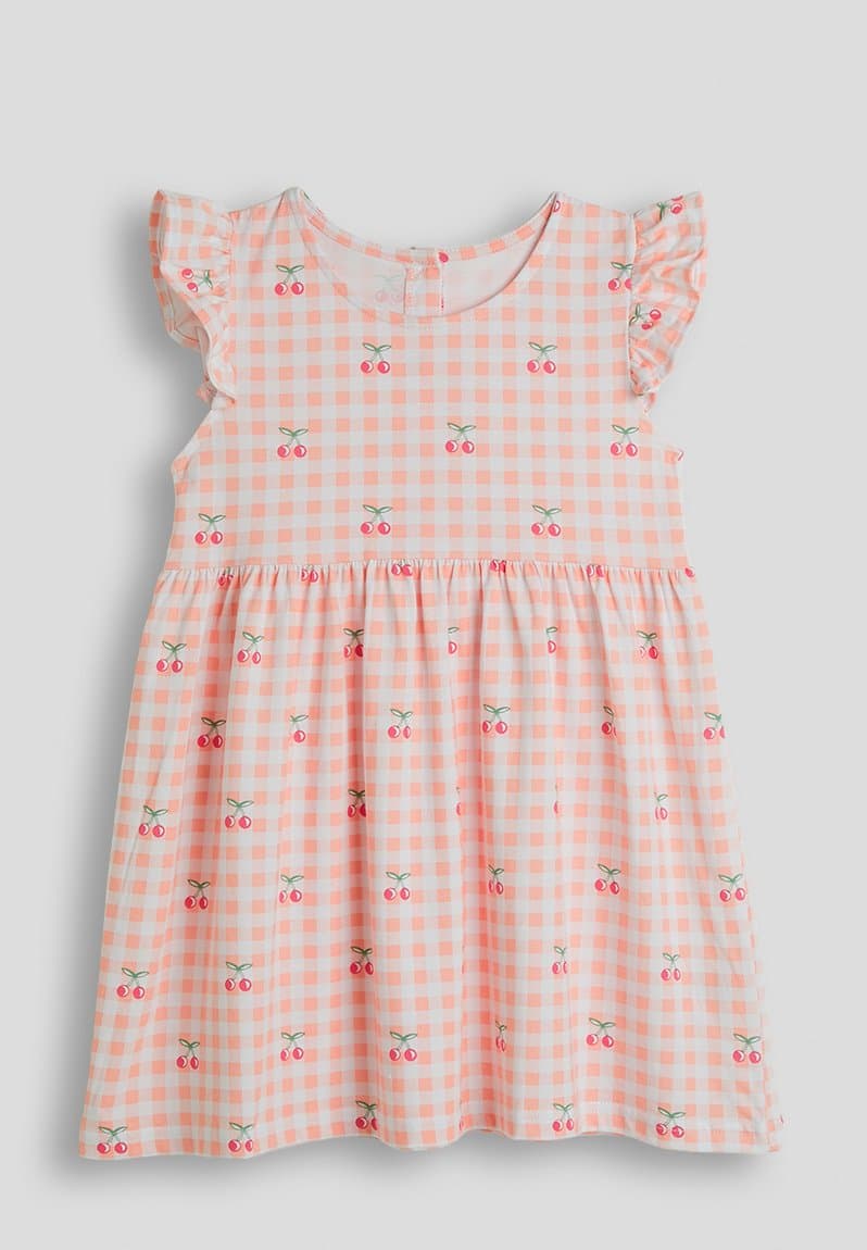 Cherry aop skater dress pink gingham