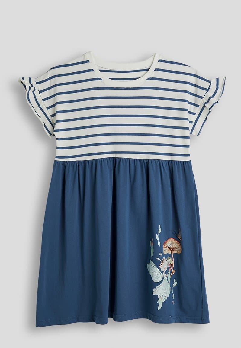 Striped skater dress with fairy graphic