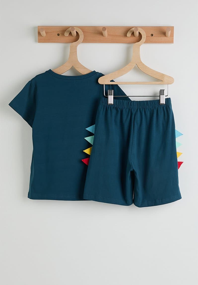 Dino graphic tee with side spike shorts, view 2