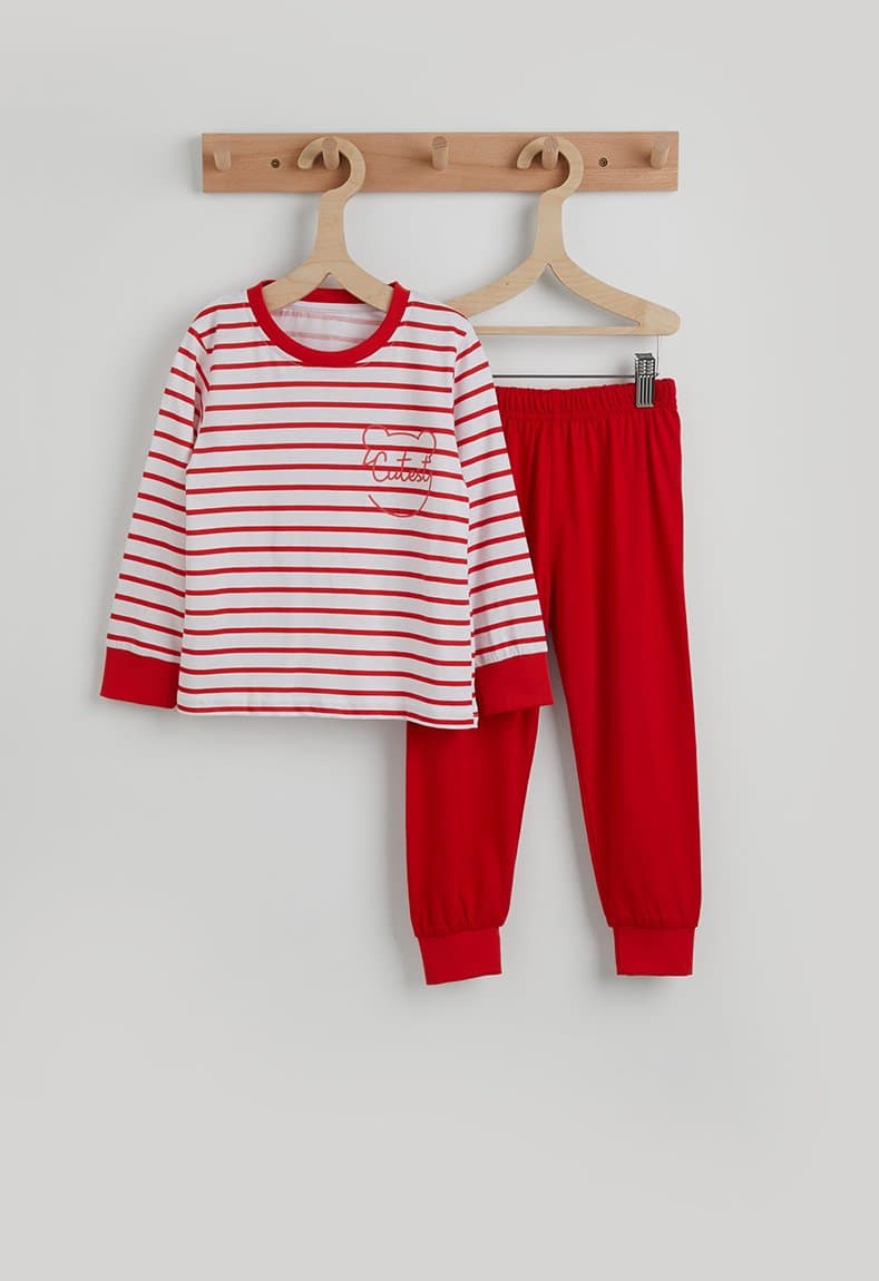 Long sleeve pj set red stripe/red
