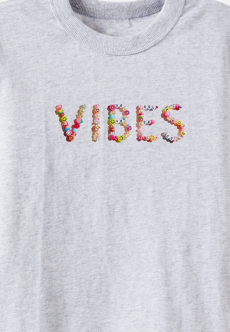 Essential Short Sleeve Graphic Tee Grey Marle/Vibes, view 2